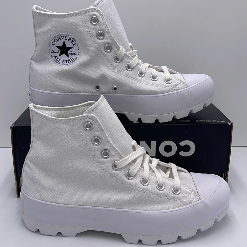 Converse WMNS CTAS LUGGED HI WHITE/BLACK/WHITE 565902C Platforms Sneakers - Picture 1 of 16